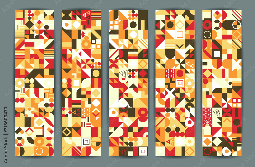 Poster retro pattern of different shapes. colorful vector mosaic backdrop. geometric hipster retro backgrou