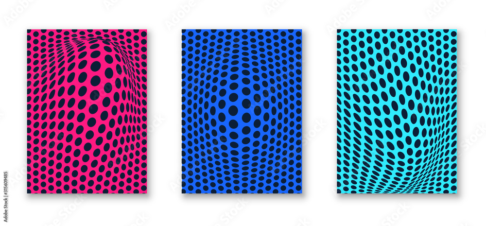 Poster Abstract design with optical illusion circle pattern.
