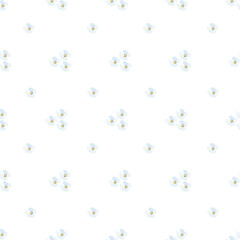 Background of watercolor delicate blue spring flowers on a white background. Use for wedding invitations, birthdays, menus and decorations