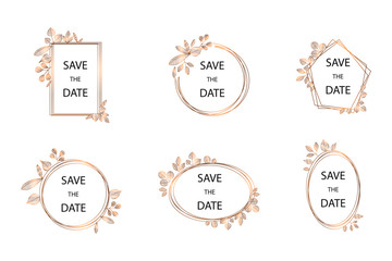 Collection of vector wedding frame logos. Wedding