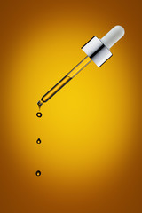 Cosmetic pipette with drops.