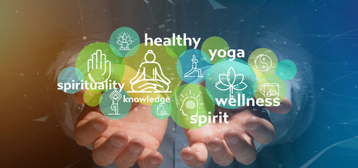 Conscious head icon on a color background