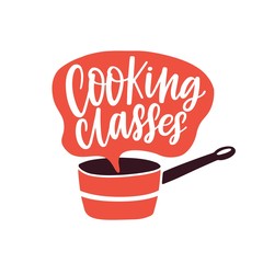 Cooking classes label vector flat illustration