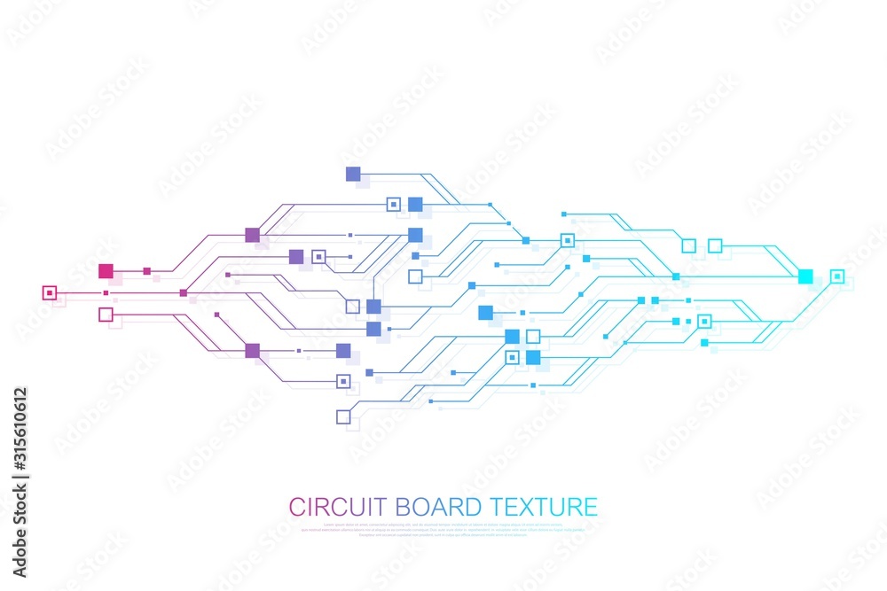 Poster technology abstract circuit board symbol logo design background. engineering electronic motherboard 