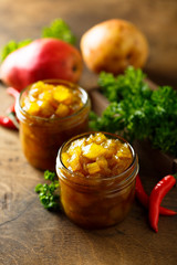 Homemade mango pear chutney