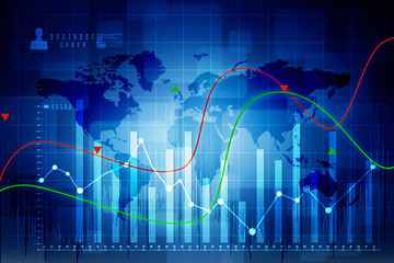 2d rendering Stock market online business concept. business Graph 