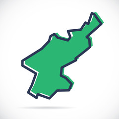 Stylized simple outline map of North Korea