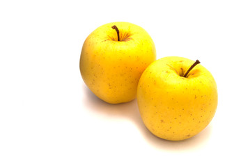 two apples on white background