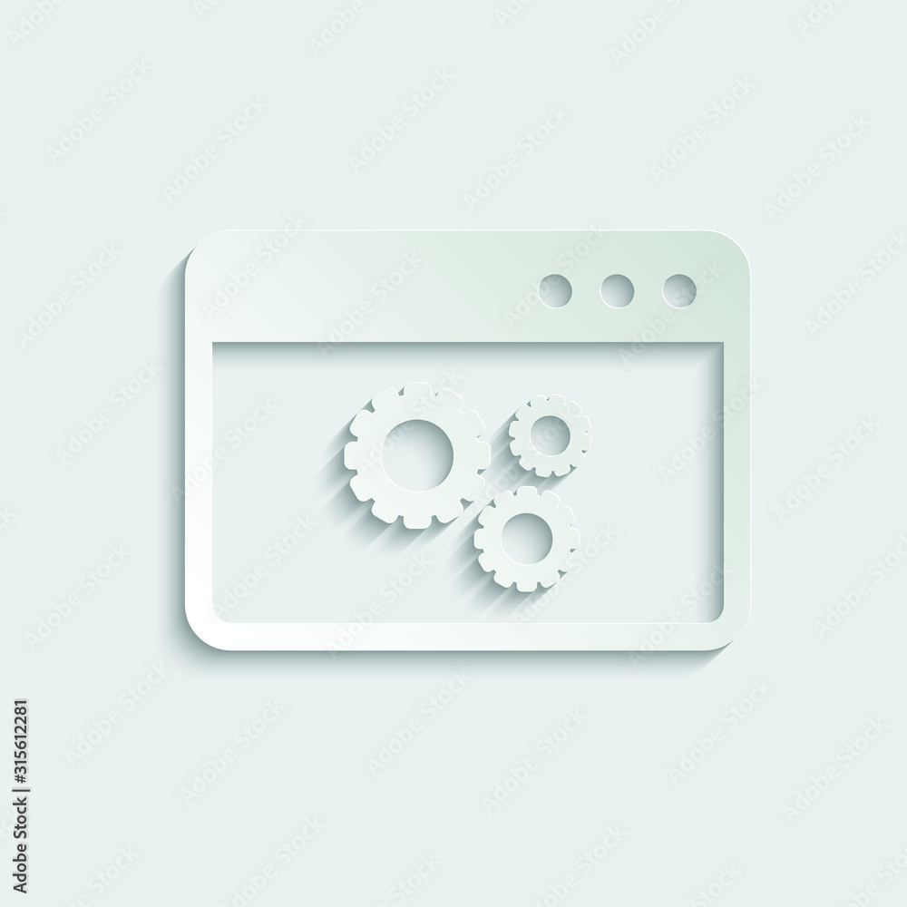 Aufkleber paper browser icon. webpage icon/ internet icon with settings sign vector