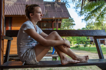 Girl on Ao Nang beach, Krabi, Thailand