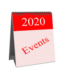Kalender für Termine 2020, isoliert vor weißem Hintergrund, 3D-Illustration