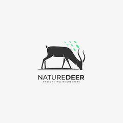 Vector Logo Illustration Nature Deer Silhouette Style