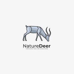 Vector Logo Illustration Nature Deer Line Art Style