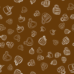 Coffee seamless vector pattern for Cup mug, restaurant or cafe menu design