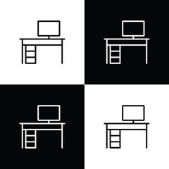 Computer table icon for web and mobile