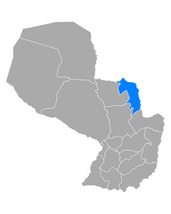 Karte von Amambay in Paraguay