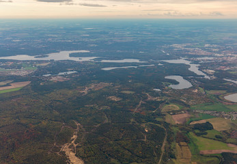 Aerial view over Krampnitz Lake and Potsdam, Germany