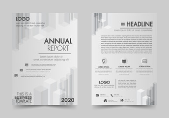 Brochure design flyer template white and gray color geometric shapes design layout, annual report, magazine, poster, corporate report, banner, website.