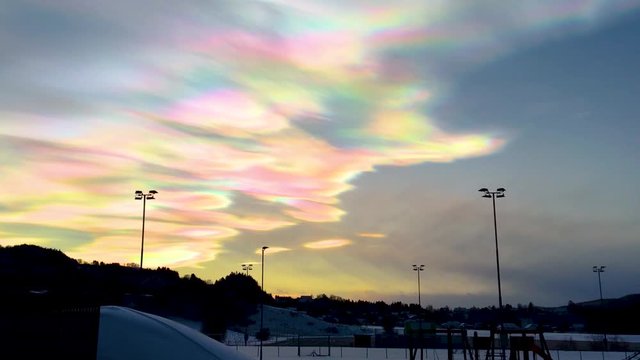 When it's cold enough in the air, some clouds can start shaping polar stratospheric clouds. They only show up in really cold areas.
