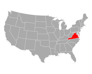 Karte von Virginia in USA