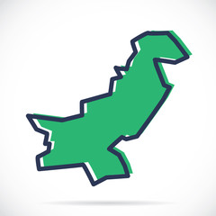 Stylized simple outline map of Pakistan
