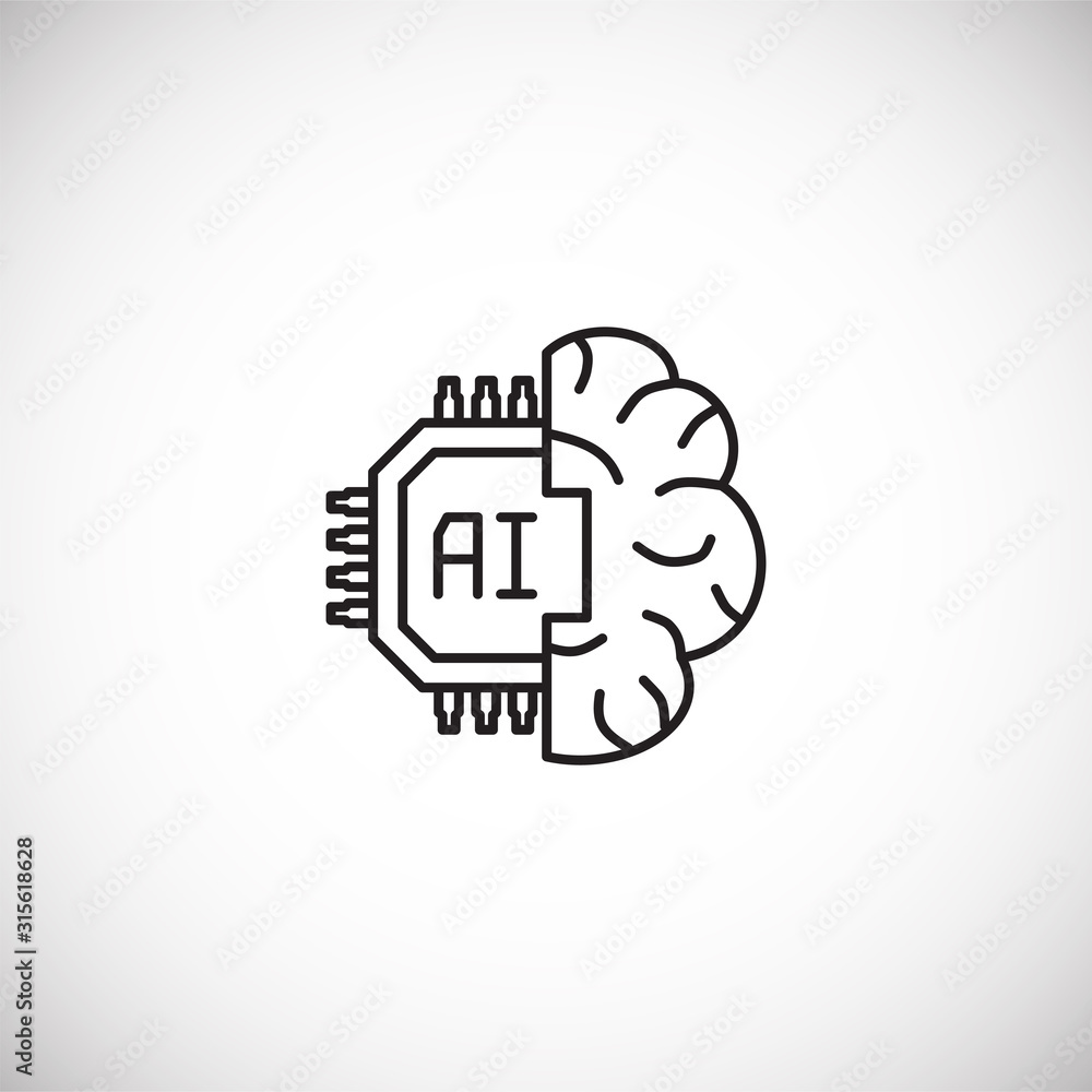 Poster ai related outline icon on background for graphic and web design. simple illustration. internet conc