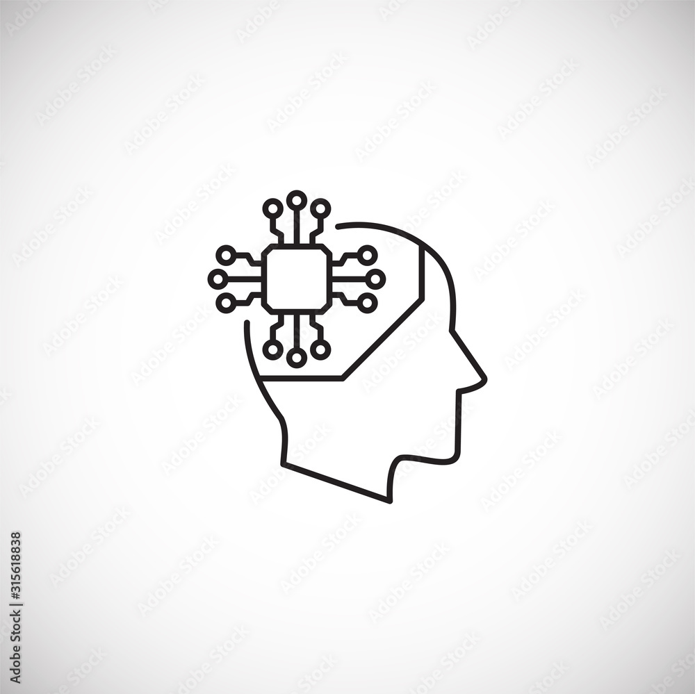 Poster ai related outline icon on background for graphic and web design. simple illustration. internet conc