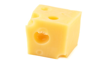piece of cheese isolated on white background. macro