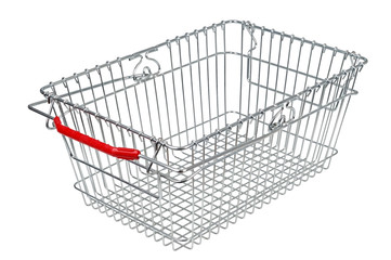 Shopping basket against a white background