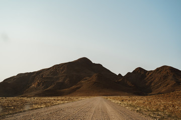 Fototapeta na wymiar Dirt road in in Hardap Karas region, Namibia