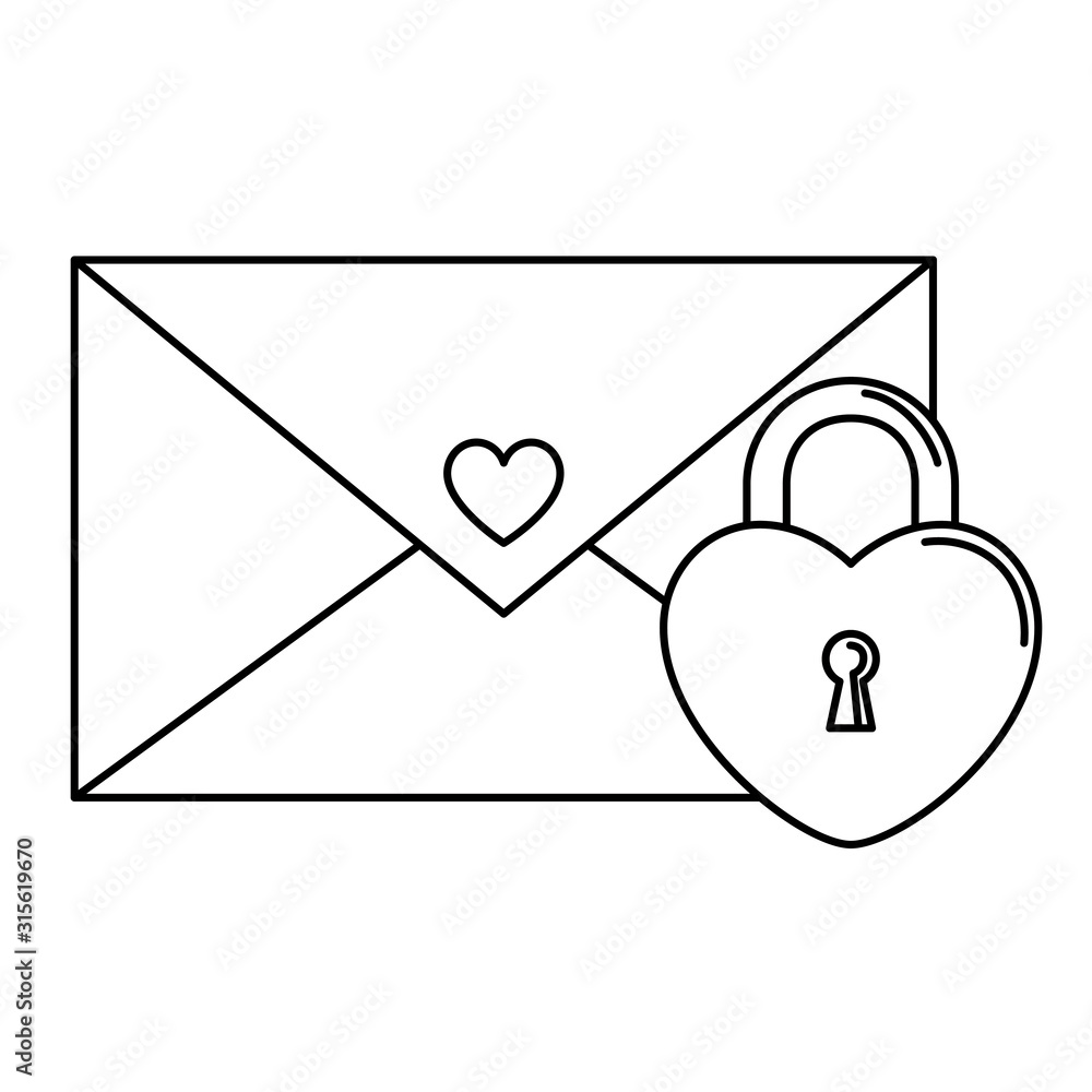 Poster silhouette of envelope closed with padlock