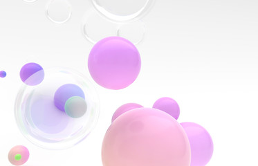 Abstract 3d art background. Colorful gradient floating liquid blobs, soap bubbles.
