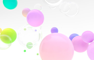 Abstract 3d art background. Colorful gradient floating liquid blobs, soap bubbles.