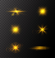 Golden sparkling light trails. 