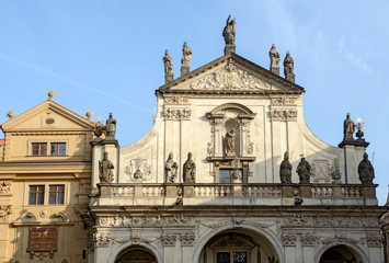 Facade of  St. Salvator Church in Prague, Czech Republic.