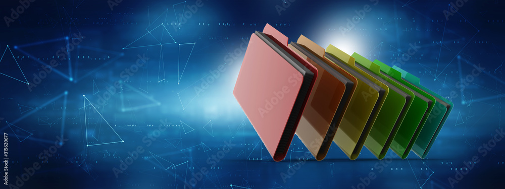 Poster 3d rendering folder with documents