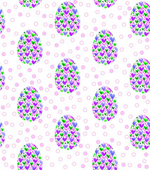 Seamless pattern, backgrounds, textures of multi colored abstract Easter eggs. Watercolor decorative drawing