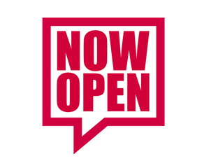 red vector banner now open