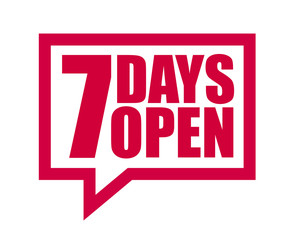 red vector banner seven days open