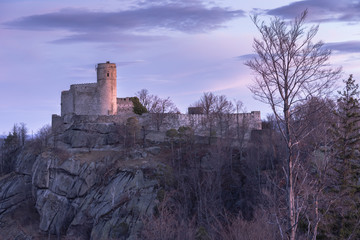 Obraz premium Ruins of the medieval castle of Chojnik in the Karkonosze Mountains - Poland, Jelenia Góra