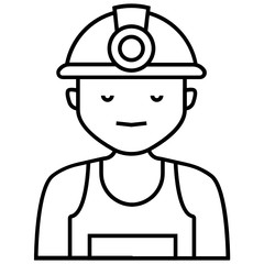 Mine Worker Profession Avatar, Man wearing Helmet with Torch  Vector Icon design