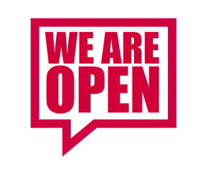 red vector banner we are open