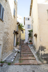 Stairway in the medieval village of Haut de Cagnes on the french riviera.