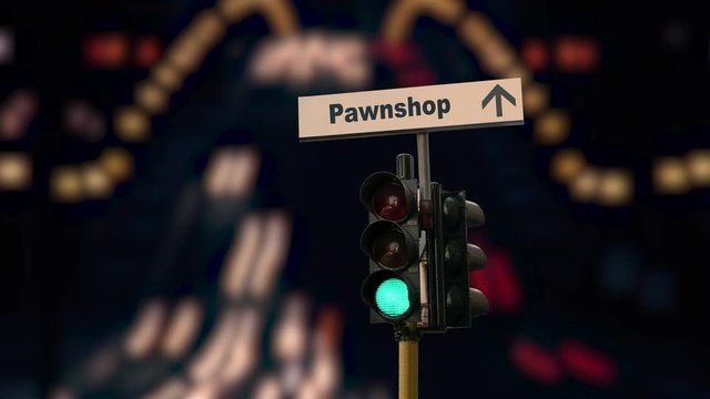 Street Sign the Way to Pawnshop