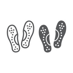 Orthopedic insoles line and glyph icon, orthopedic and medical, flat foot correct sign, vector graphics, a linear pattern on a white background.