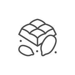Cocoa chocolate piece line outline icon