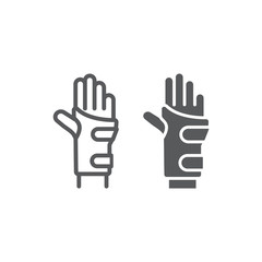 Obraz premium Wrist brace line and glyph icon, orthopedic and medical, arm bandage sign, vector graphics, a linear pattern on a white background.