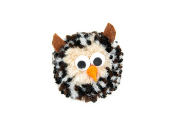 Soft toy owl isolated on a white background with clipping path