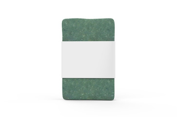 Organic handmade soap bar with paper label, mock up template on isolated white background, 3d illustration