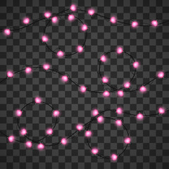 Hearts light bulbs isolated on transparent background, vector illustration